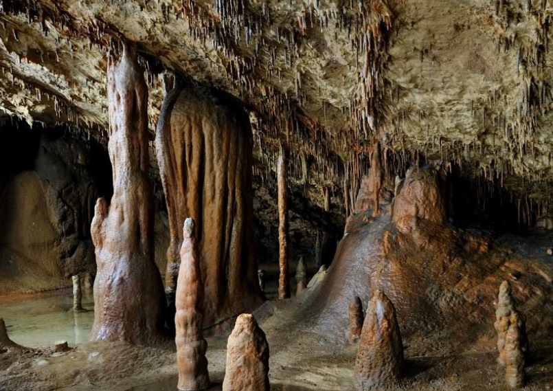 сталагмиты в Шкоцянских пещерах