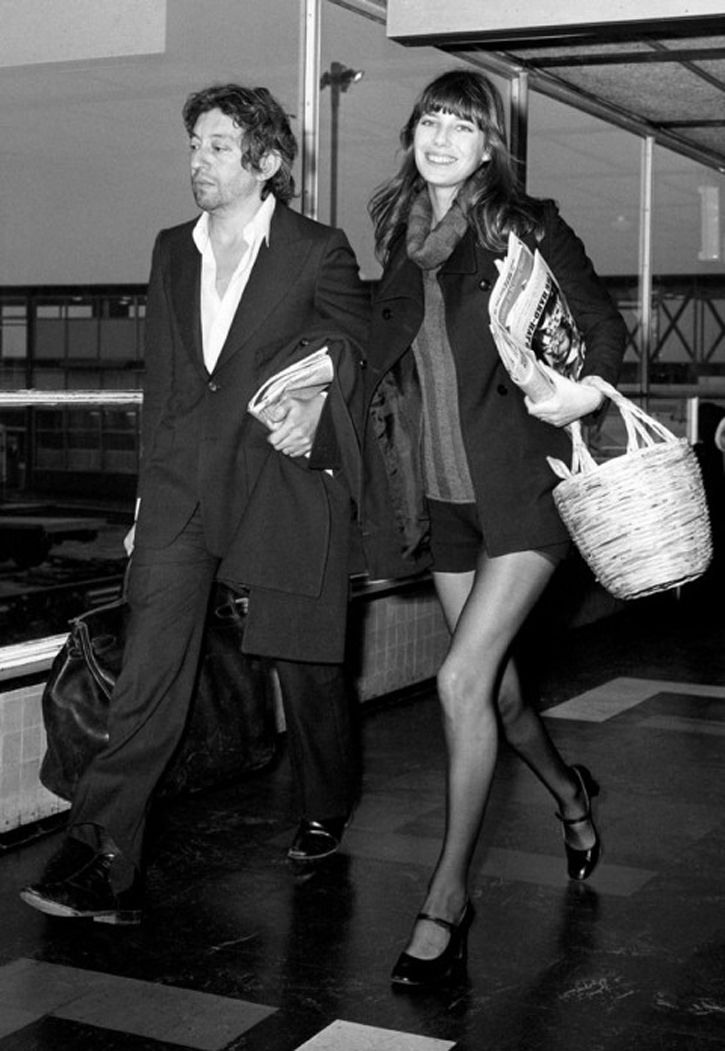 Serge Gainsbourg & Jane Birkin arrive at Heathrow Airport , 1971.