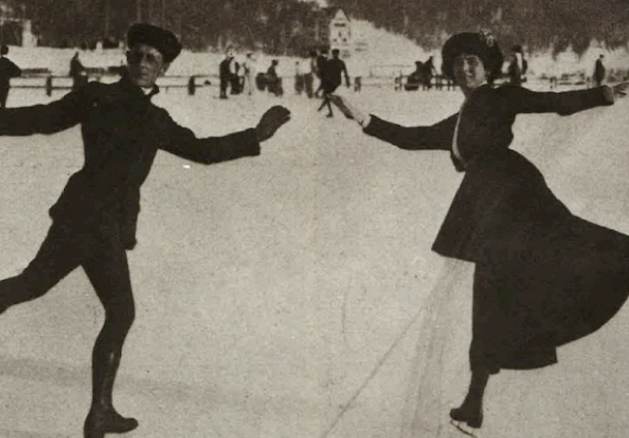 пара англичан катается в Швейцарии, 1911 год