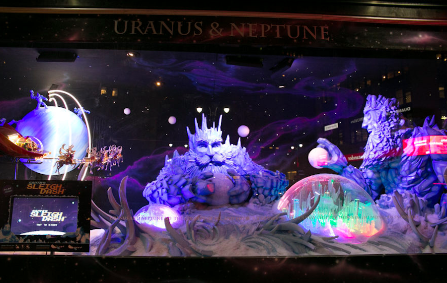 уран и нептун в витрине Macy's, Рождество, Нью-Йорк