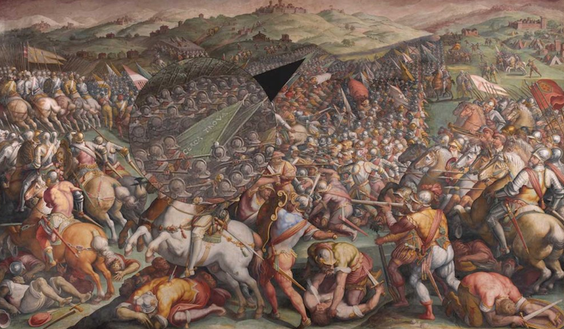 фреска Джорджо Вазари "Битва при Марчано", "Cerca Trova" (Ищи и найдешь), Инферно Дэна Брауна, 