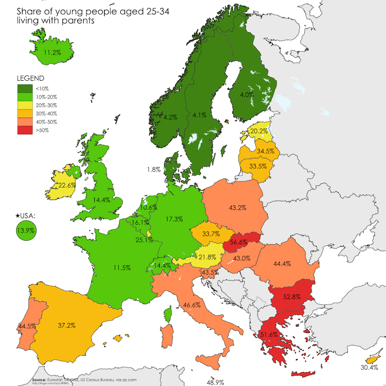 карта средней скорости Интернета в Европе