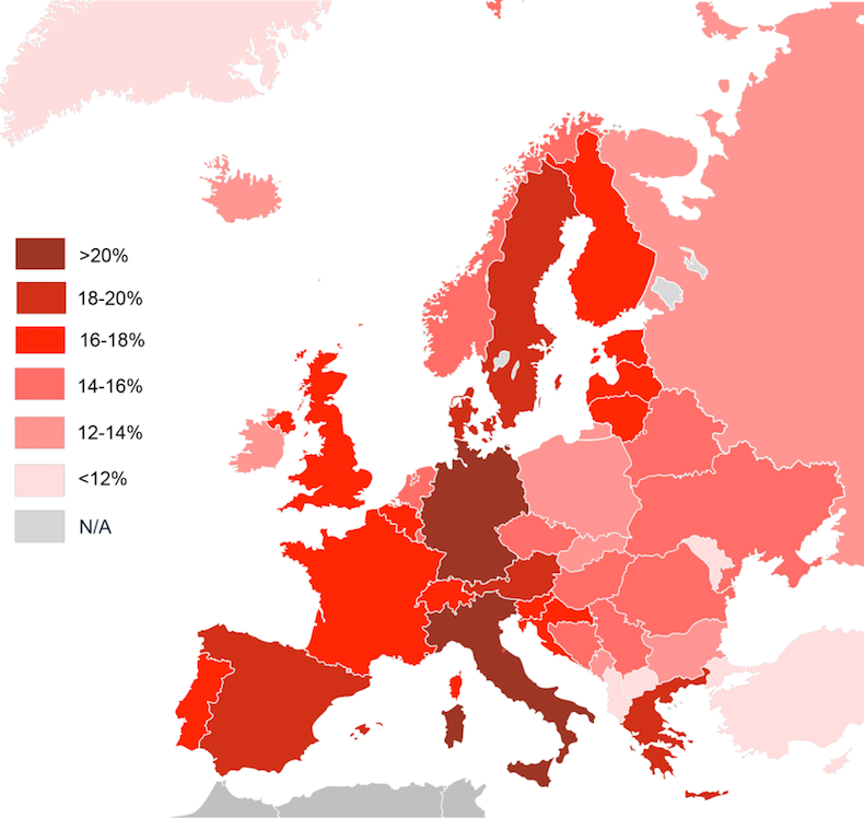 карта пожилого населения Европы